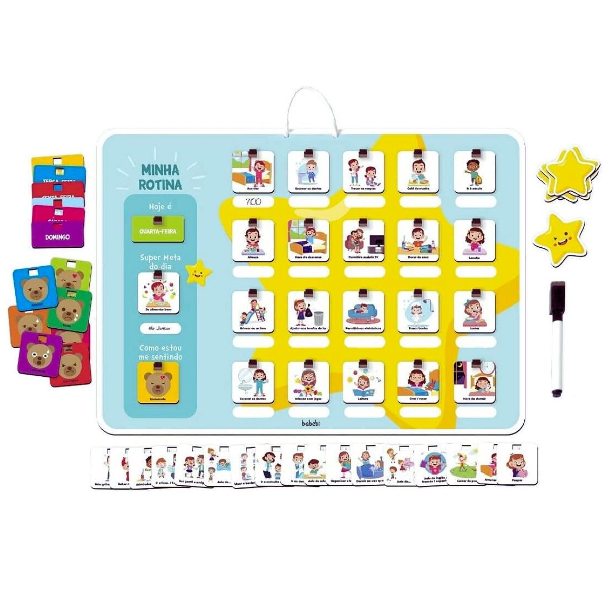Brinquedo Educativo Quadro Minha Rotina Estrelinhas - Babebi Brinquedo Educativo Quadro Minha Rotina Estrelinhas - Babebi